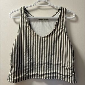 Green and white stripe swim top